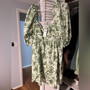 NWT Abercrombie Ruched Bodice Puff Sleeve Mini Dress